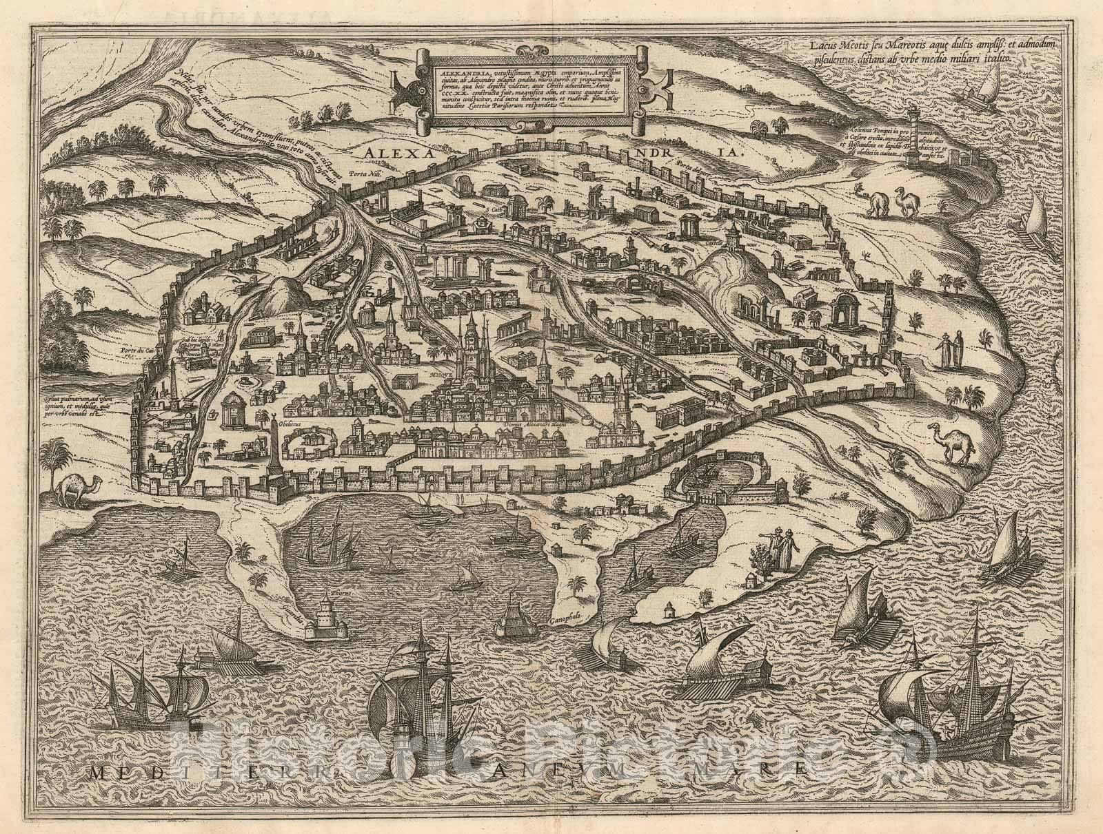 Historic Map : View Alexandria, Braun and Hogenberg, 1575, Vintage Wall Art