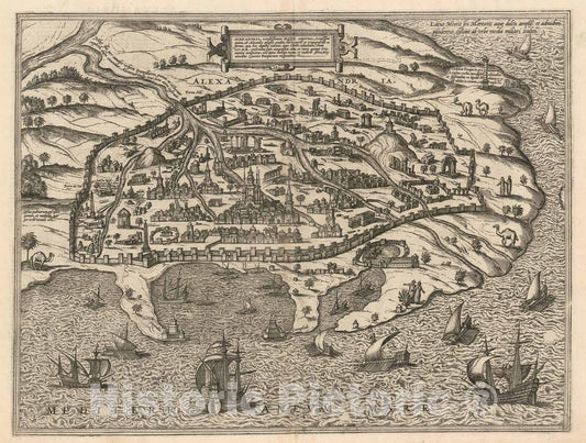 Historic Map : View Alexandria, Braun and Hogenberg, 1575, Vintage Wall Art