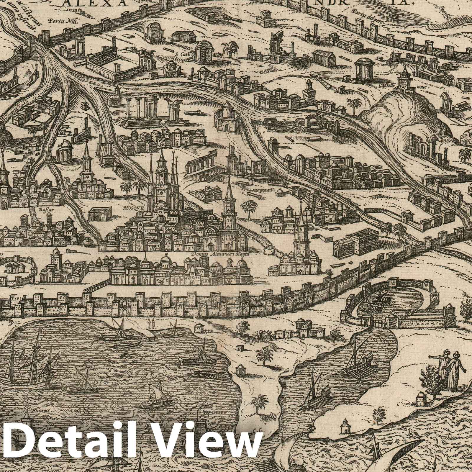Historic Map : View Alexandria, Braun and Hogenberg, 1575, Vintage Wall Art