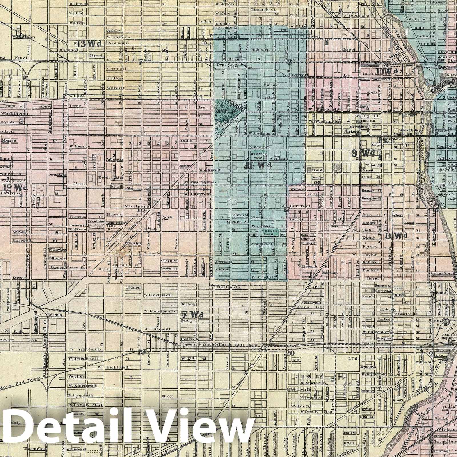 Historic Map : Plan of Chicago, Illinois, Askevold, 1876, Vintage Wall Art