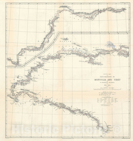 Historic Map : China, Tibet, and Mongolia, Rockhill, 1894, Vintage Wall Art
