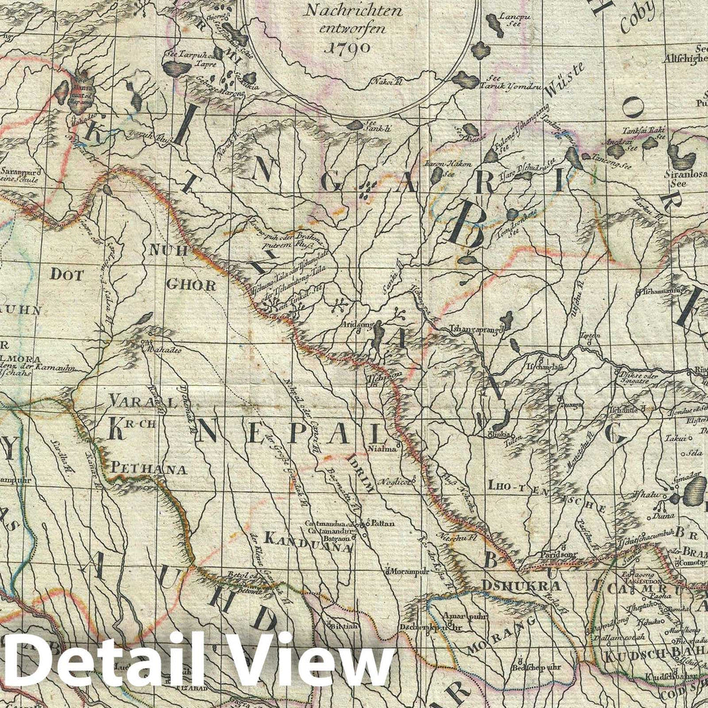Historic Map : Tibet, Bhutan, and Nepal - a milestone!, Kummer, 1790, Vintage Wall Art