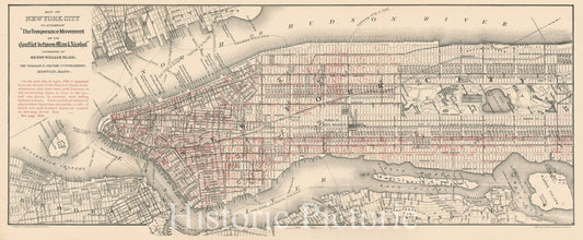 Historic Map : Blair Temperance Saloon Map of New York City, 1888, Vintage Wall Art