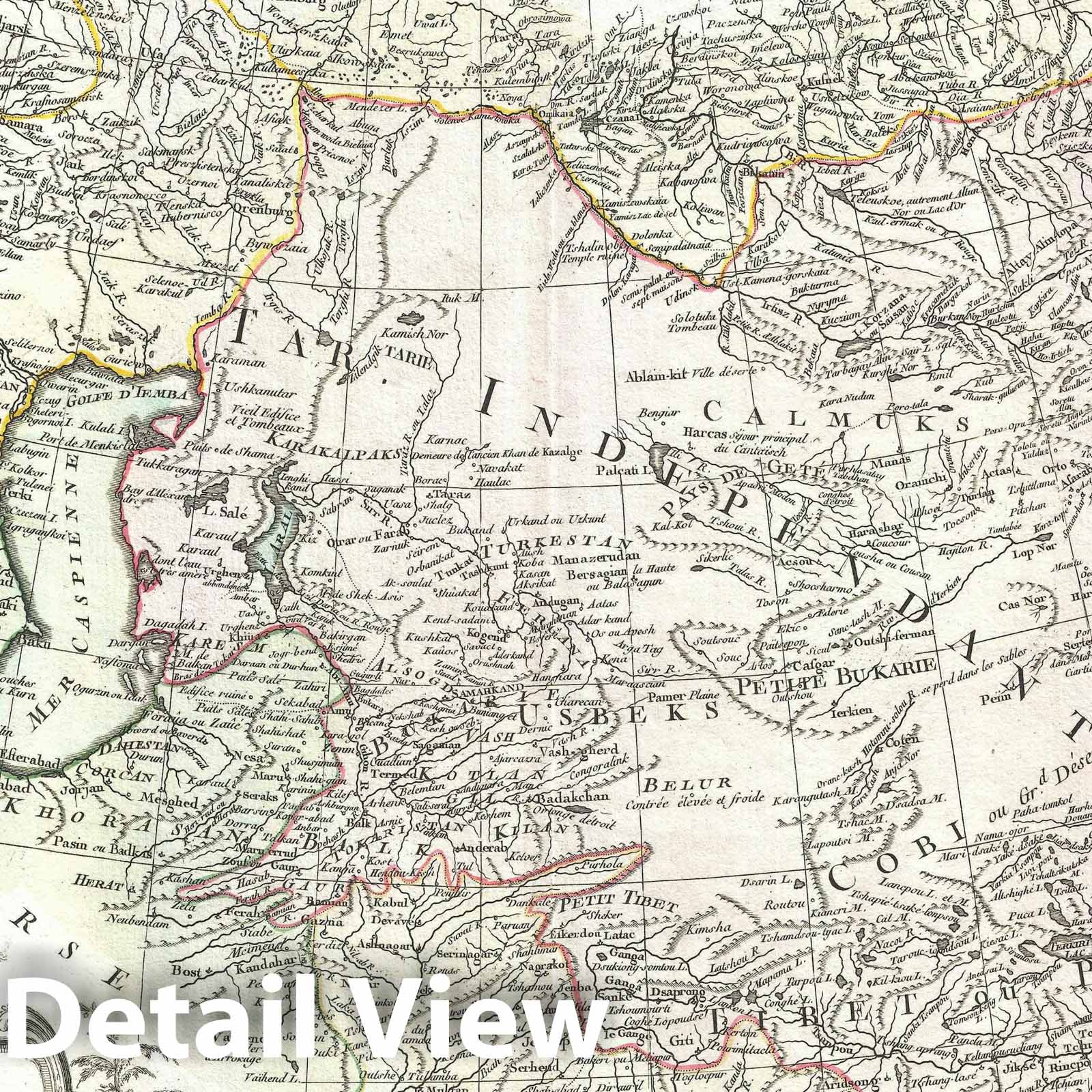 Historic Map : Central Asia, Bonne, 1771, Vintage Wall Art