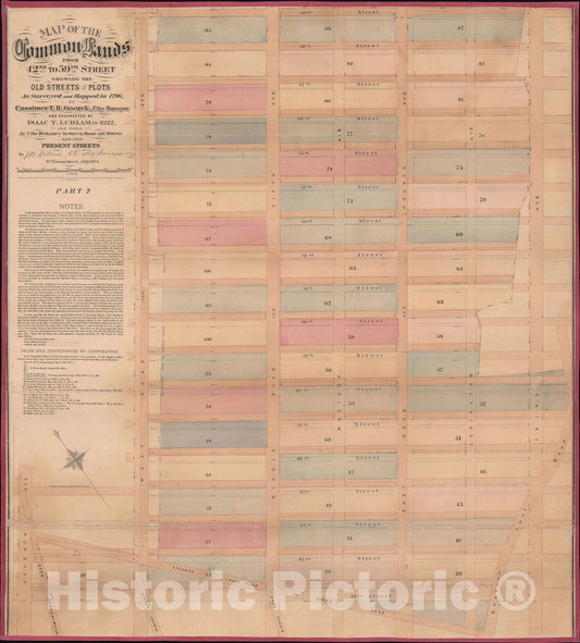 Historic Map : Midtown Manhattan, New York City Including Times Square, Holmes, 1874, Vintage Wall Art