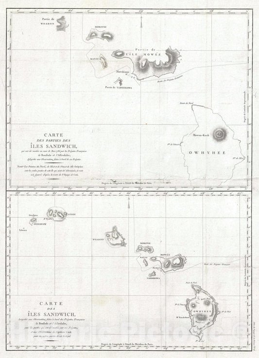 Historic Map : Hawaii, Perouse, 1797, Vintage Wall Art