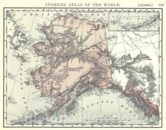 Historic Map : Alaska, Rand McNally, 1892, Vintage Wall Art