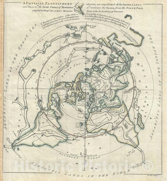 Historic Map : The World on a Polar Projection "Arctic", Buache, 1757, Vintage Wall Art
