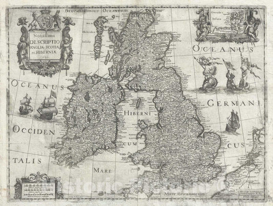 Historic Map : The British Isles - rare!, Van Lochom, 1639, Vintage Wall Art