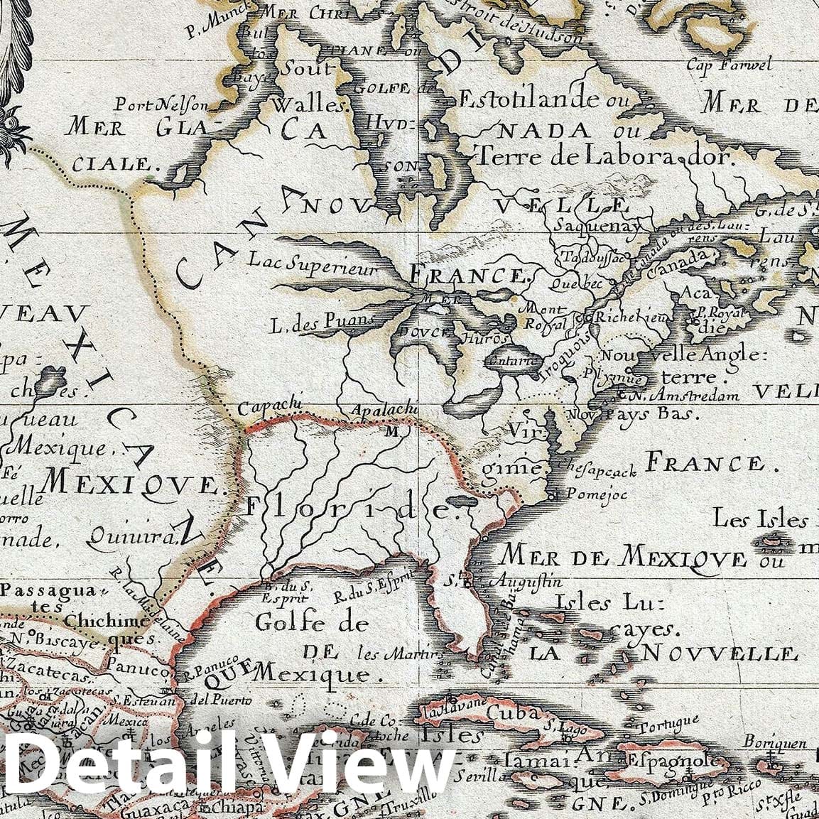 Historic Map : North America w/California as an Island, Sanson, 1662, Vintage Wall Art