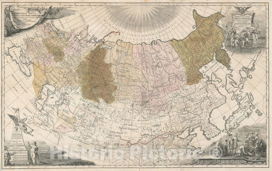 Historic Map : The Russian Empire, Kirilov, 1734, Vintage Wall Art