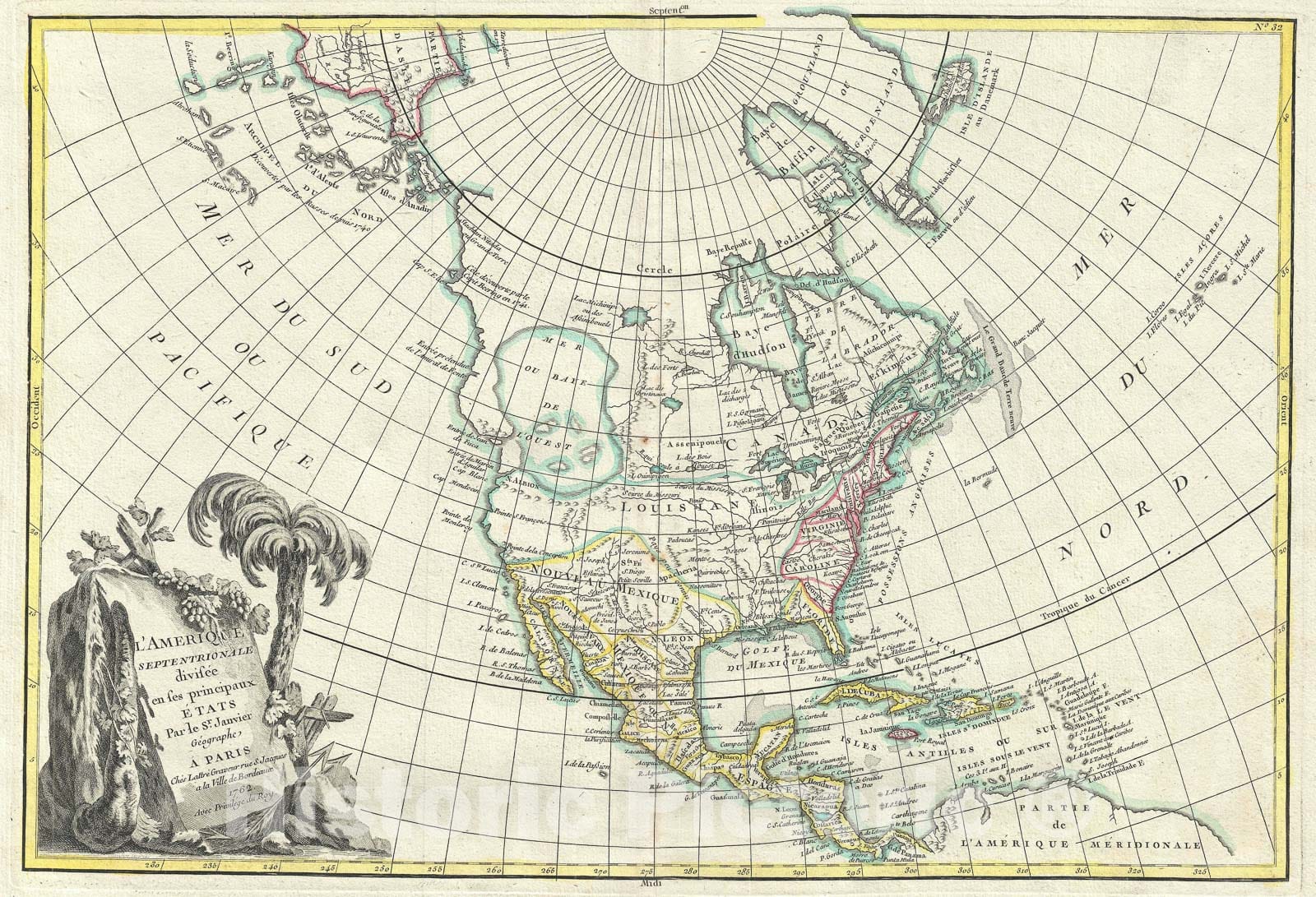 Historic Map : North America "Sea of The West", Janvier, 1762, Vintage Wall Art