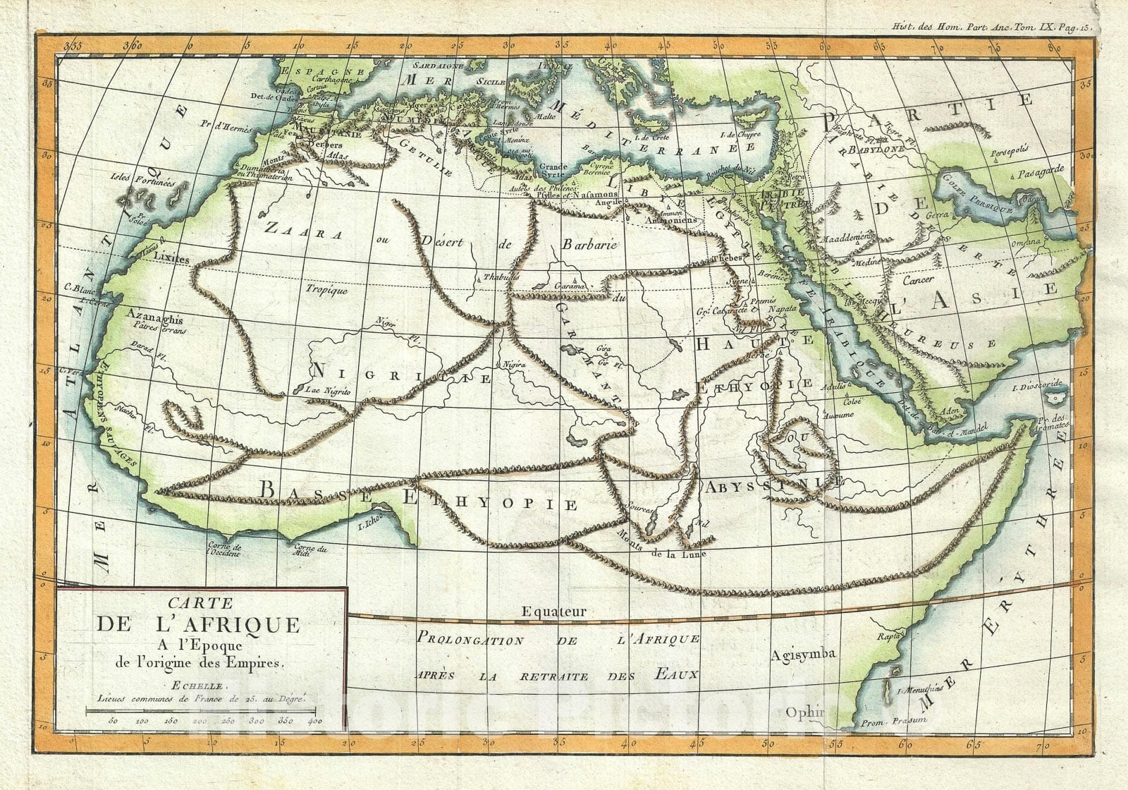 Historic Map : Africa during The Origin of Empires, Delisle de Sales, 1770, Vintage Wall Art
