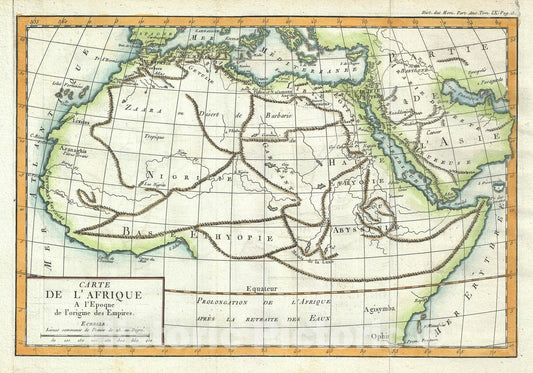 Historic Map : Africa during The Origin of Empires, Delisle de Sales, 1770, Vintage Wall Art