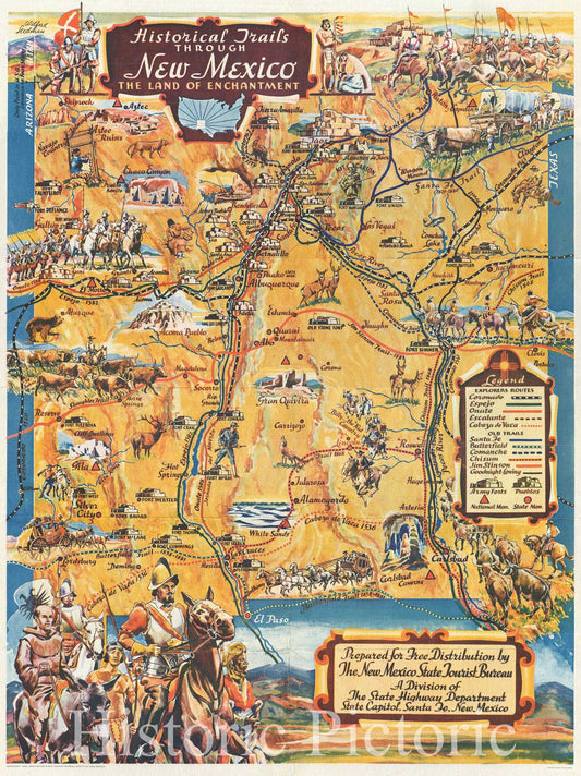 Historic Map : Stedman Pictorial Map of New Mexico, 1940 v1, Vintage Wall Art