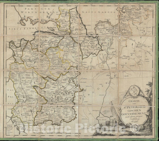 Historic Map : The Environs of St. Petersburg, Russia, Schlepper, 1790, Vintage Wall Art