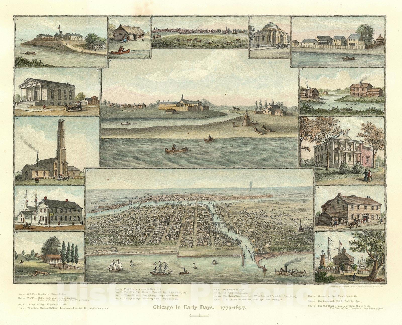Historic Map : Chicago, Kurz and Allison, 1893, Vintage Wall Art