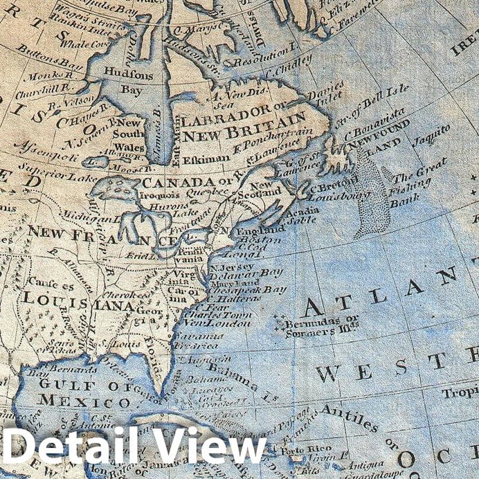 Historic Map : North America, Bowen, 1747, Vintage Wall Art