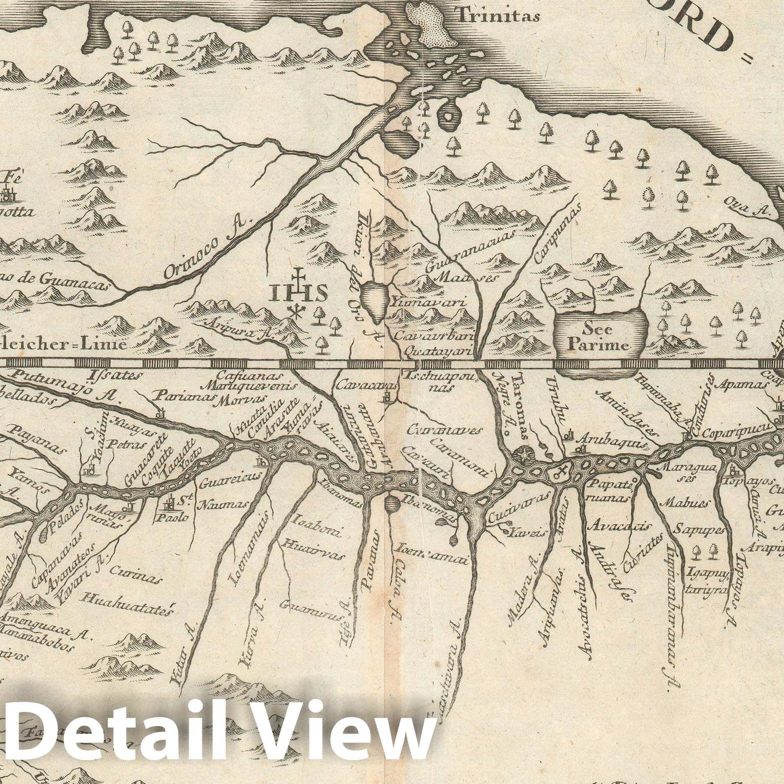 Historic Map : The Amazon Based on its Earliest Firsthand Mapping, Stöcklein, 1728, Vintage Wall Art