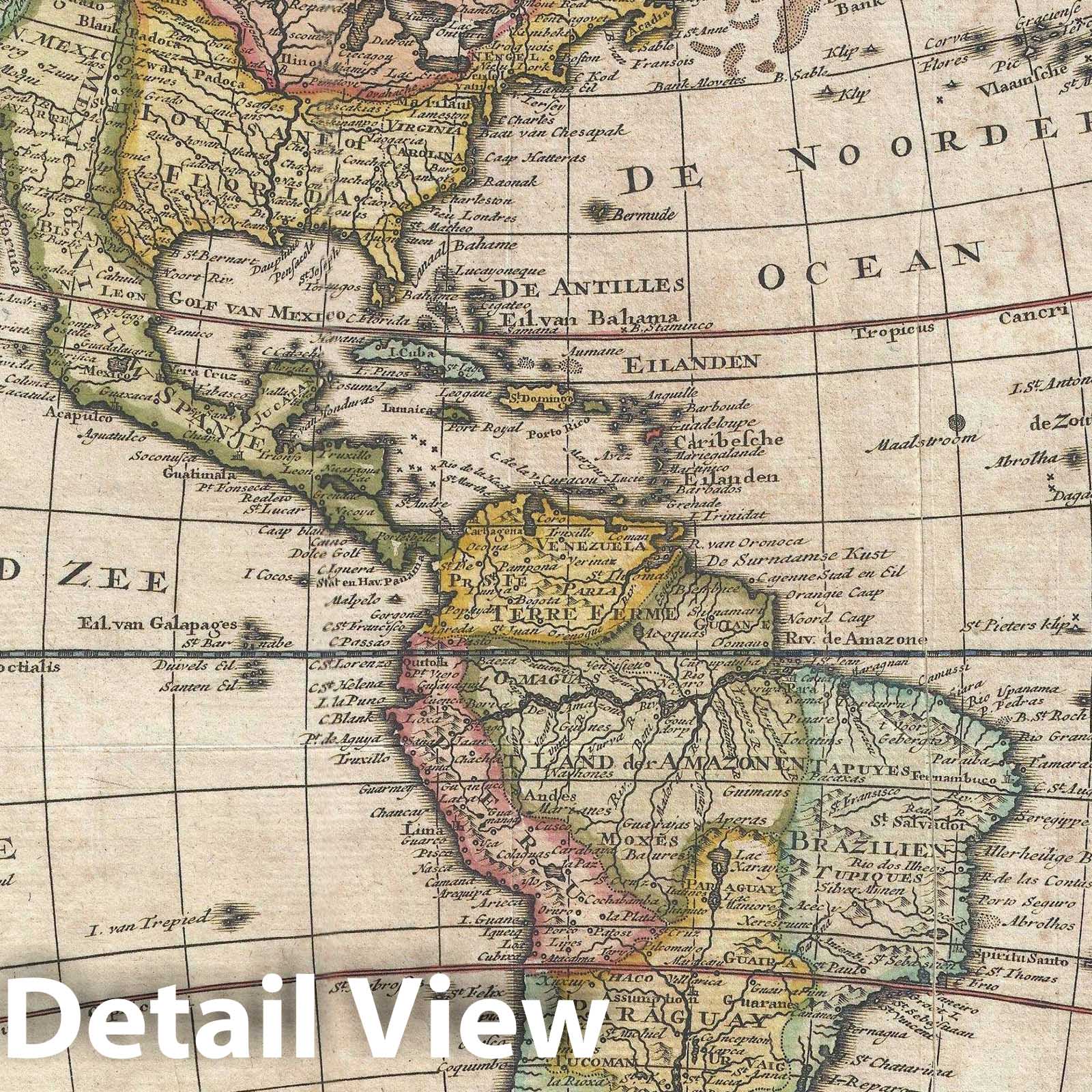 Historic Map : The Americas, Isaak Tirion, 1769, Vintage Wall Art