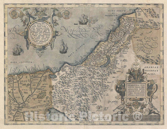 Historic Map : The Holy Land, Ortelius, 1603, Vintage Wall Art