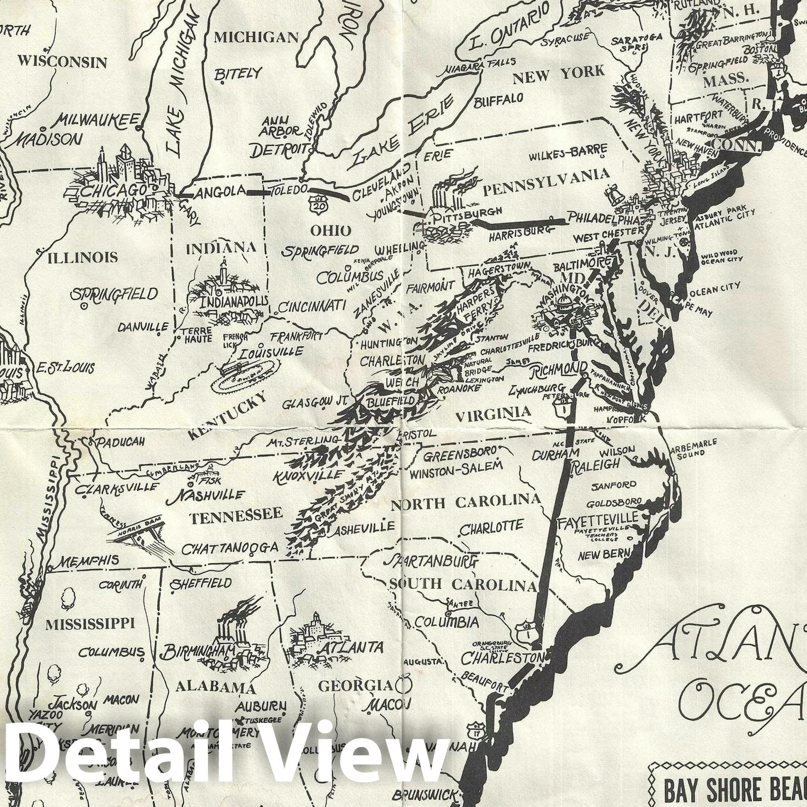 Historic Map : The Eastern United States, 1942, Vintage Wall Art