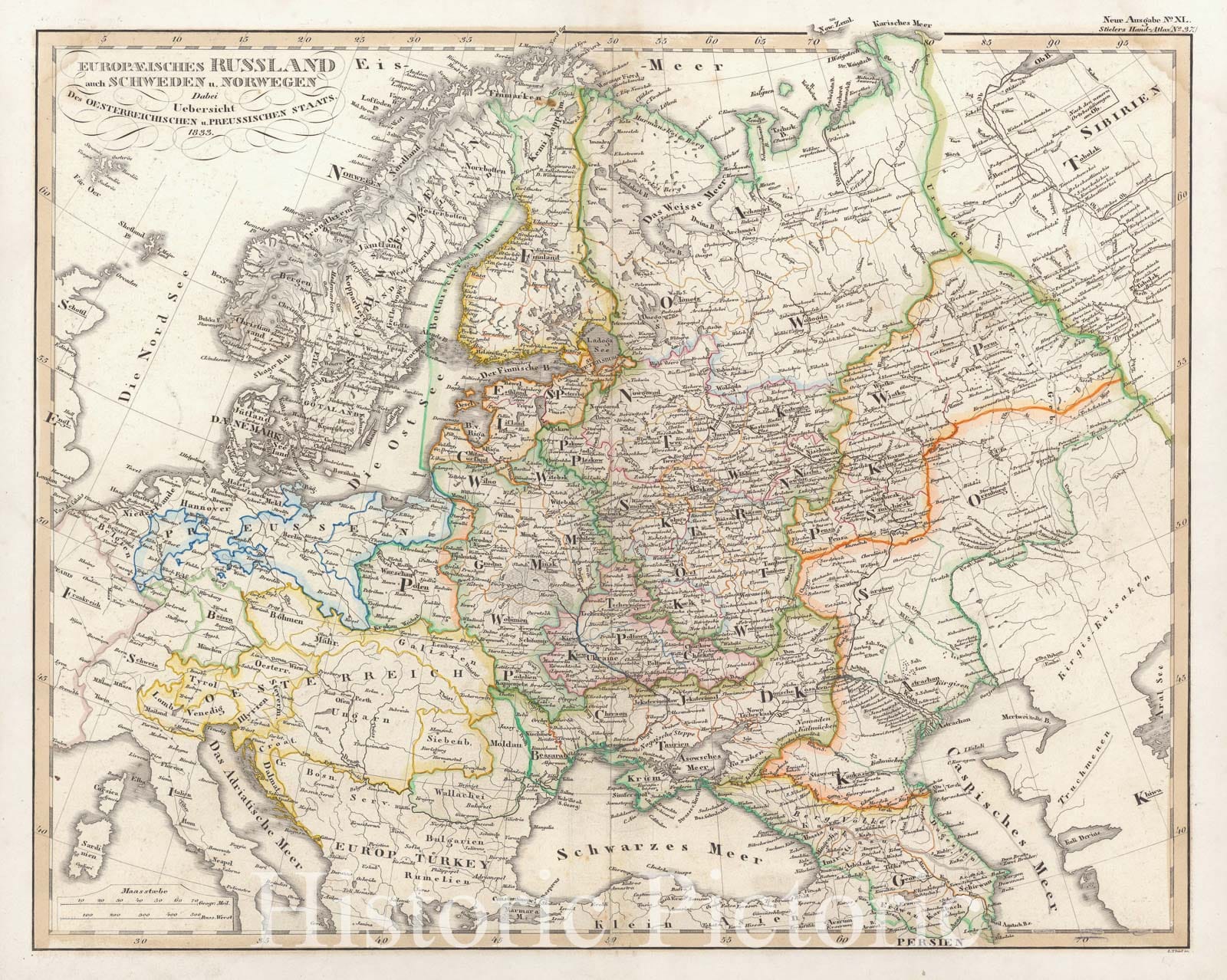 Historic Map : Eastern Europe, Perthes, 1854, Vintage Wall Art