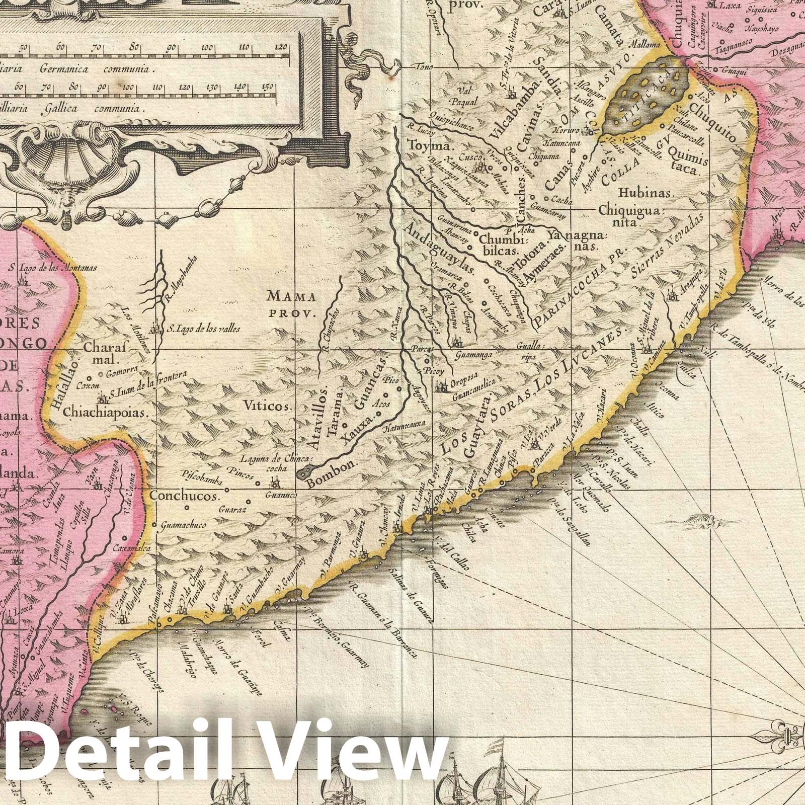 Historic Map : Peru, Schenk and Valk, 1700, Vintage Wall Art