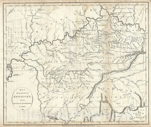 Historic Map : Kentucky, Russell, 1794, Vintage Wall Art