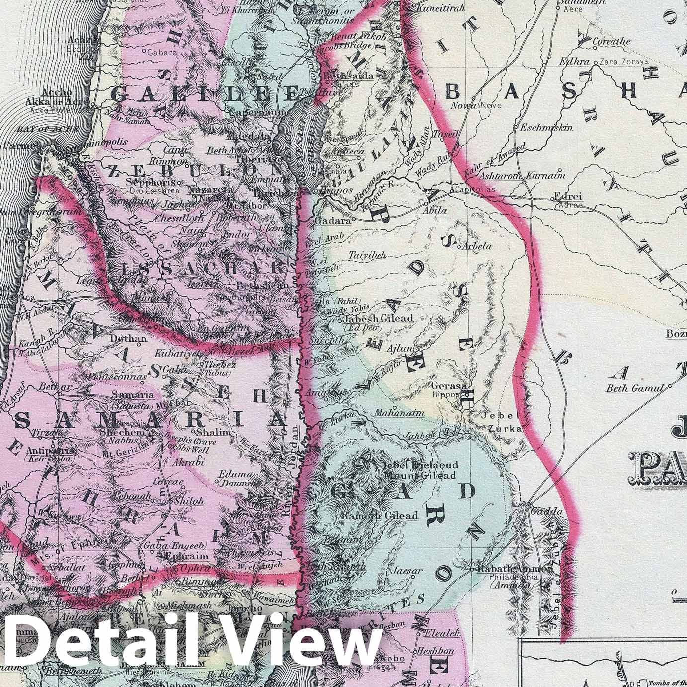 Historic Map : Palestine, Israel, or The Holy Land, Johnson, 1861, Vintage Wall Art