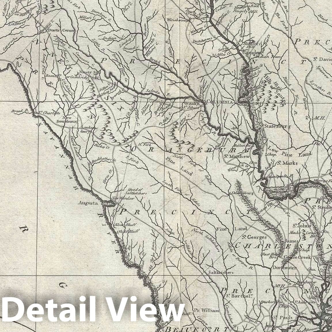 Historic Map : South Carolina, John Reid, 1795, Vintage Wall Art