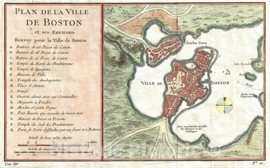Historic Map : Boston, Massachusetts, Bellin, 1756 v1, Vintage Wall Art