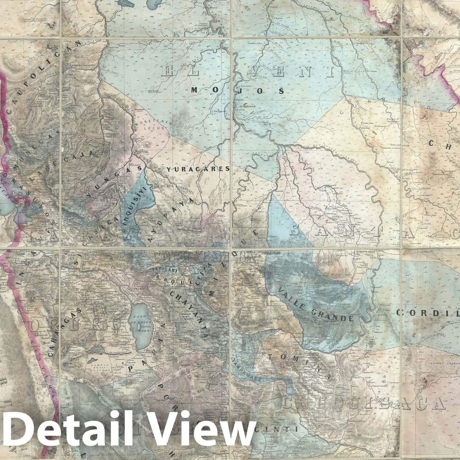 Historic Map : Boliviau, Colton and Ondarza, 1859, Vintage Wall Art