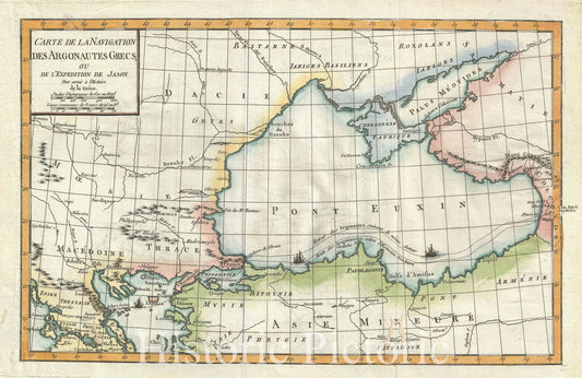 Historic Map : The Argonautic Expedition, Delisle de Sales, 1770, Vintage Wall Art