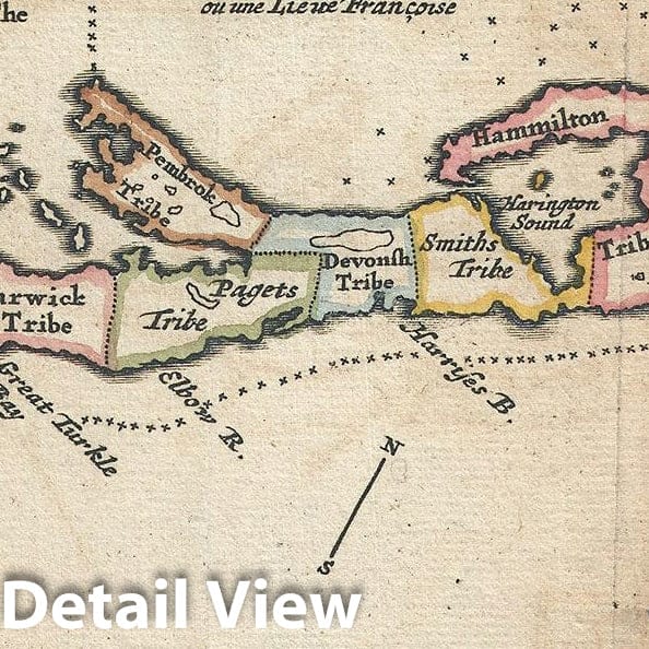 Historic Map : Bermuda, Morden, 1688, Vintage Wall Art