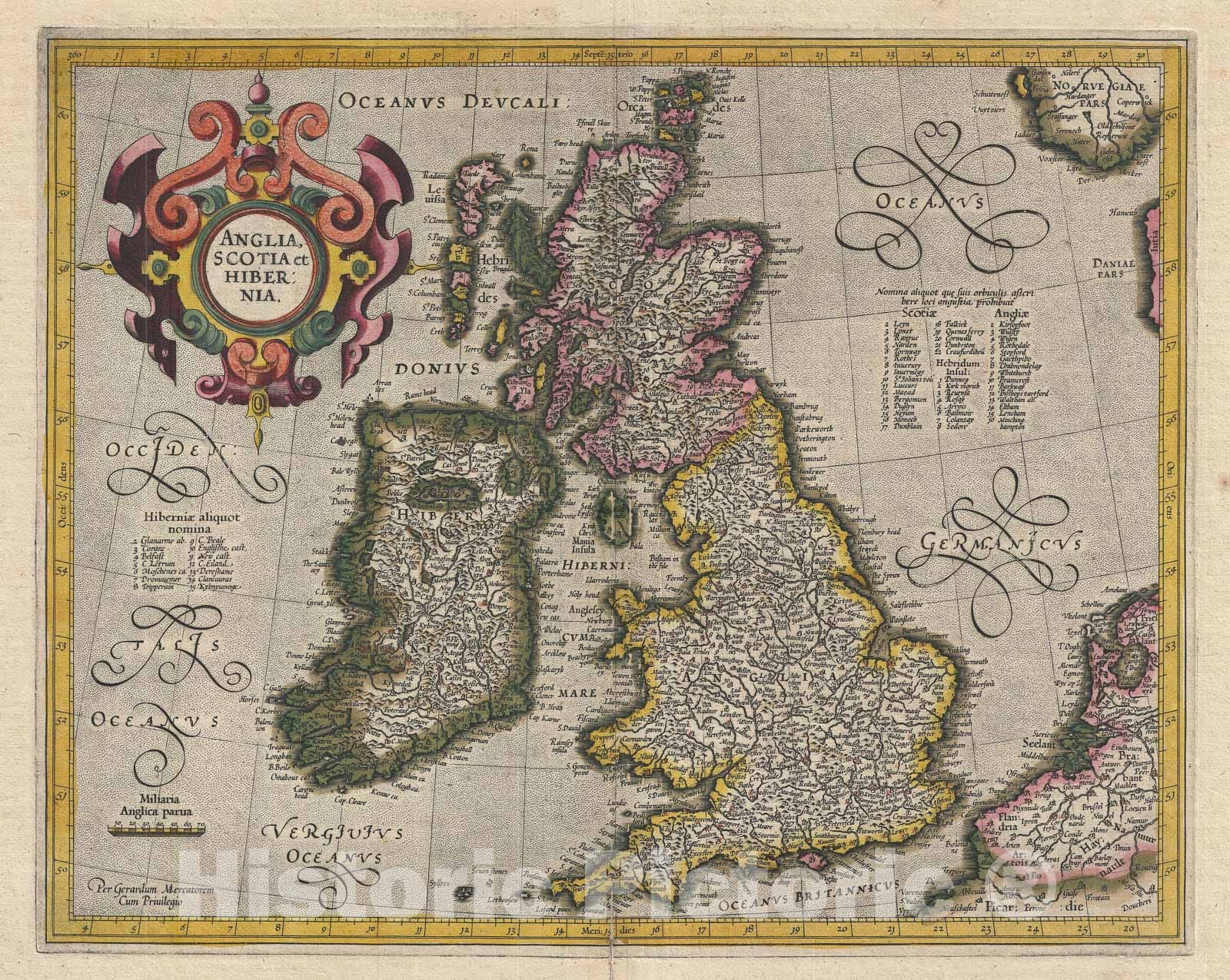 Historic Map : The British Isles, Mercator - Hondius, 1613, Vintage Wall Art