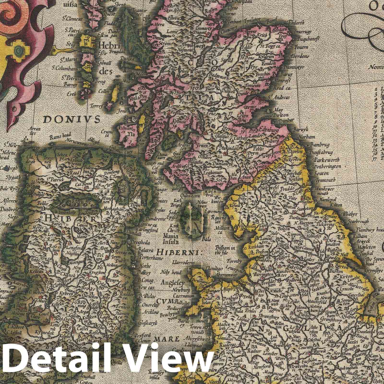 Historic Map : The British Isles, Mercator - Hondius, 1613, Vintage Wall Art