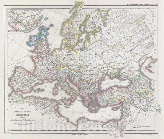 Historic Map : The Roman Empire, Spruner, 1854, Vintage Wall Art