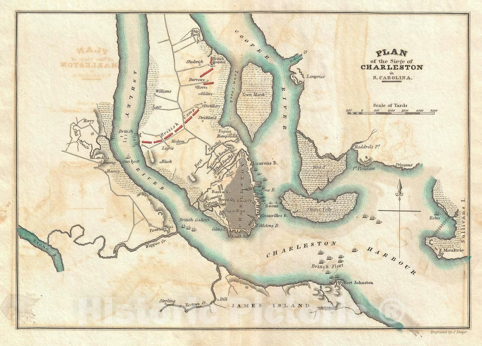 Historic Map : Plan of Charleston, South Carolina, Marshall, 1832, Vintage Wall Art