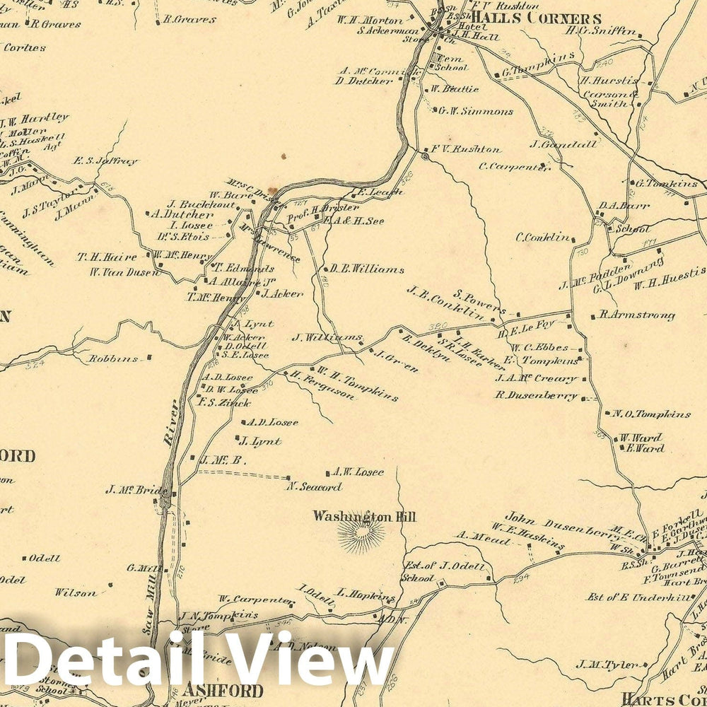 Historic Map : Westchester "White Plains, Scarsdale, Hastings", New York, Beers, 1867, Vintage Wall Art