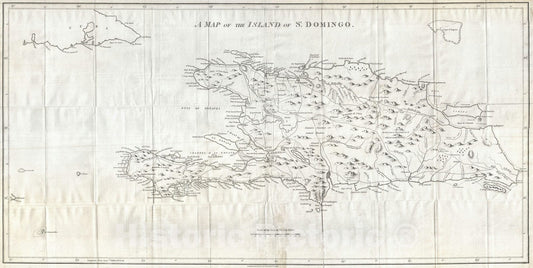 Historic Map : Hispaniola or Santo Domingo, West Indies "Haiti, Dominican Republic", Stockdale, 1800, Vintage Wall Art
