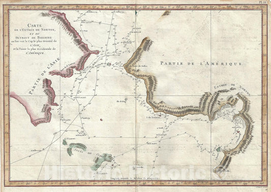 Historic Map : Alaska and The Bering Strait, Cook, 1785, Vintage Wall Art