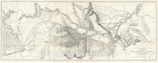 Historic Map : Northern Railroad Routes: Montana, Idaho, Washington, Stevens, 1855, Vintage Wall Art