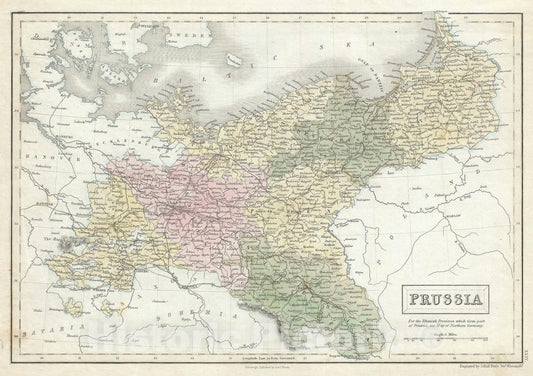 Historic Map : Prussia, Black, 1851, Vintage Wall Art