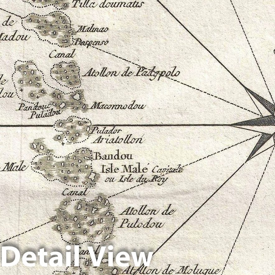 Historic Map : The Maldives, Bellin, 1750, Vintage Wall Art