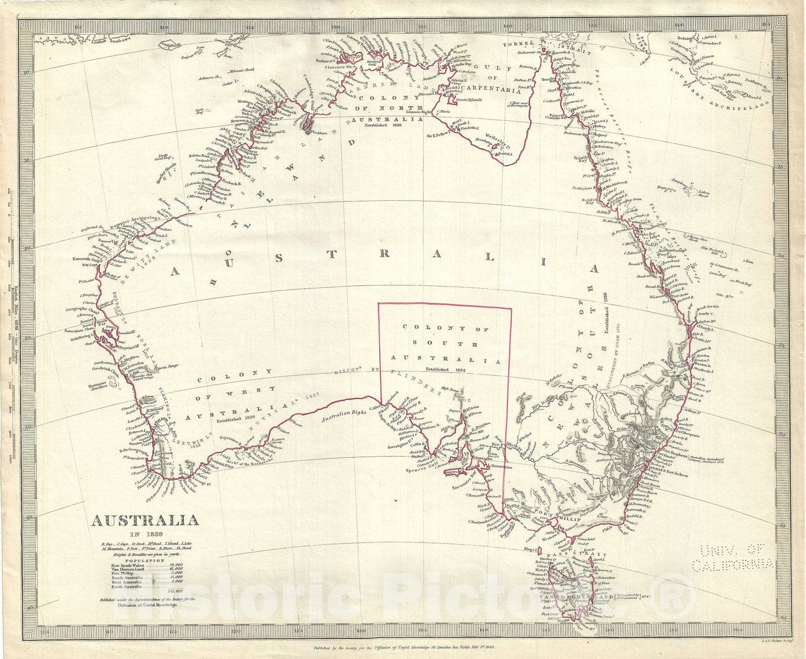 Historic Map : Australia, S.D.U.K., 1840 v2, Vintage Wall Art