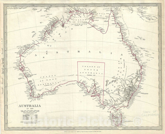 Historic Map : Australia, S.D.U.K., 1840 v2, Vintage Wall Art