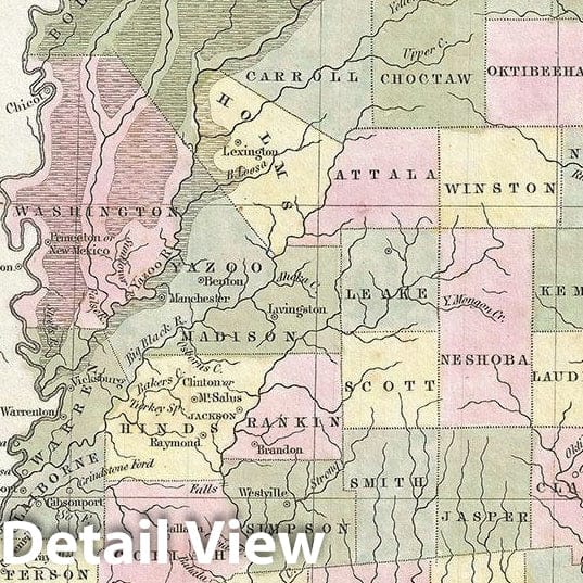 Historic Map : Mississippi, BraArtd, 1835, Vintage Wall Art
