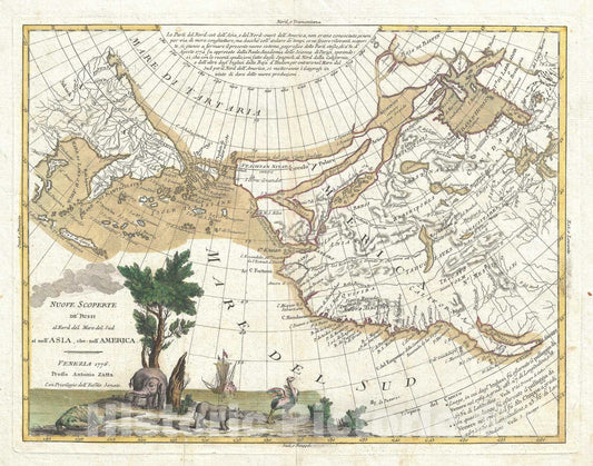 Historic Map : California, Bering Strait, Alaska, Siberia, and Western North America, Zatta, 1776, Vintage Wall Art