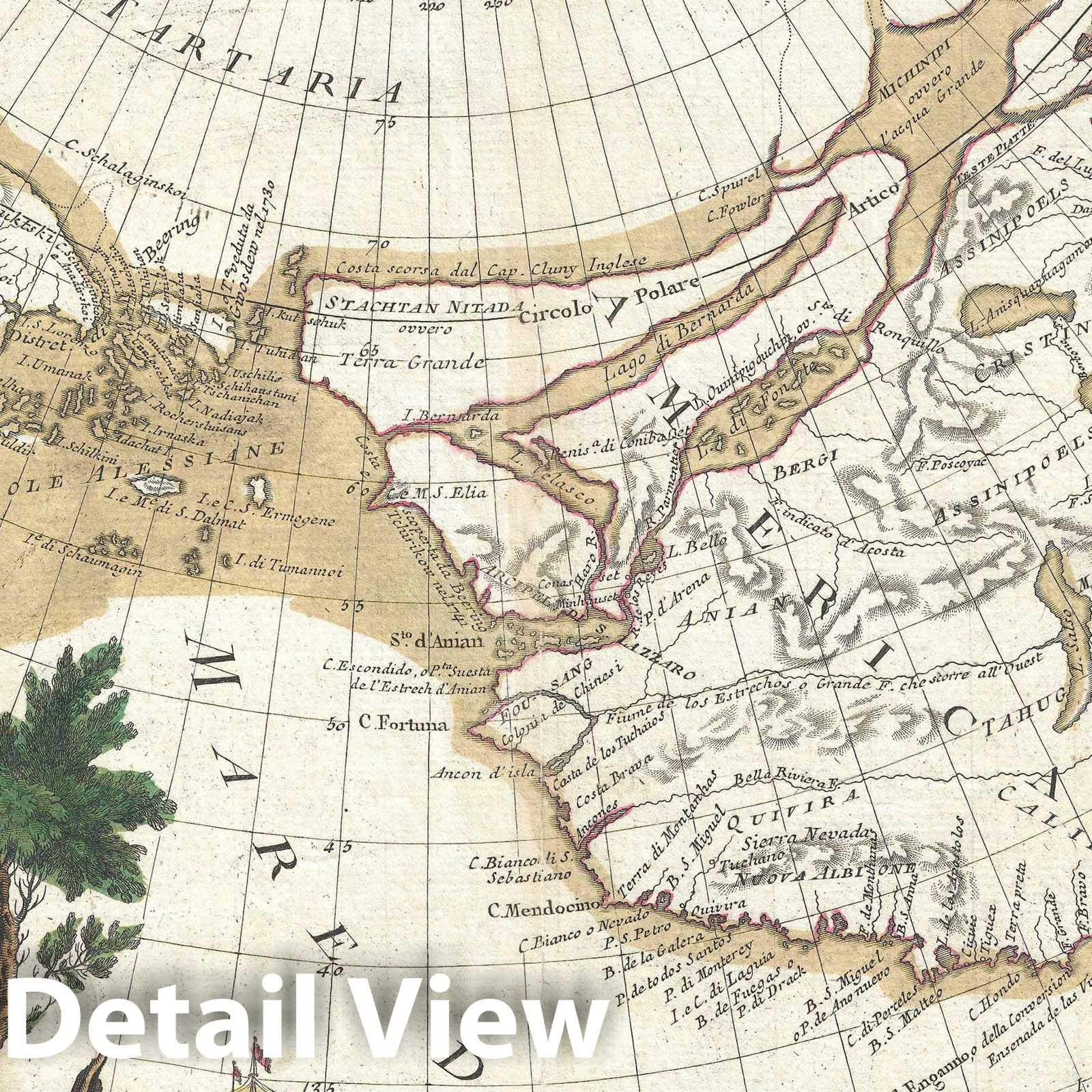 Historic Map : California, Bering Strait, Alaska, Siberia, and Western North America, Zatta, 1776, Vintage Wall Art